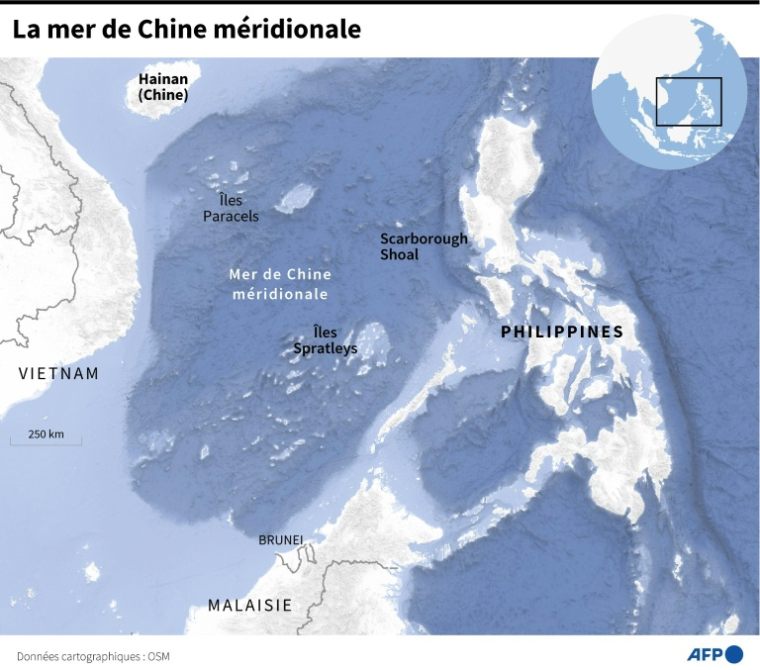 Carte de la mer de Chine méridionale ( AFP / Valentin RAKOVSKY )