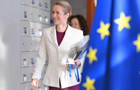 Kaja Kallas à Bruxelles, en Belgique, le 19 mars 2025. ( AFP / NICOLAS TUCAT )