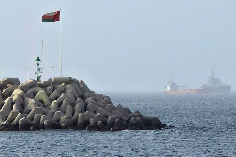 Un navire passant par le golfe d'Oman vu de la côte de Muscat, le 25 juillet 2026 ( AFP / - )