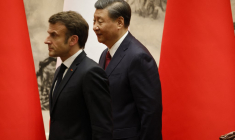 Emmanuel Macron et Xi Jinping, à Beijing, en avril 2023 ( AFP / LUDOVIC MARIN )