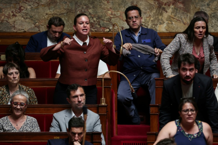 Mathilde Panot présidente du groupe parlementaire La France Insoumise lors d'une séance de questions au gouvernement à l'Assemblée nationale, le 17 juin 2026 ( AFP / Guillaume BAPTISTE )