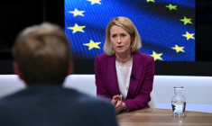 La cheffe de la diplomatie de l'Union européenne Kaja Kallas répond aux questions de l'AFP à Bruxelles le 3 juin 2026  ( AFP / Nicolas TUCAT )