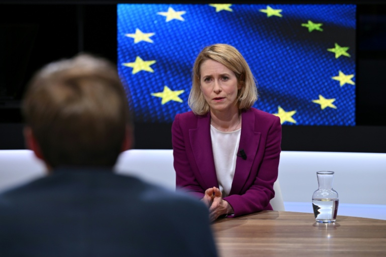 La cheffe de la diplomatie de l'Union européenne Kaja Kallas lors d'un entretien avec l'AFP, le 3 juin 2026 à Bruxelles ( AFP / Nicolas TUCAT )