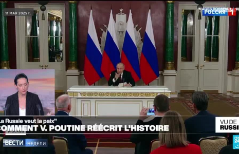 Vladimir Poutine dit vouloir la paix, sa propagande maintient l’effort de guerre