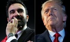 Ce montage photo montre le maire élu de New York Zohran Mamdani (G) durant la campagne, le 19 octobre 2025 à New York et le président américain Donald Trump (D) à Washington, le 24 octobre 2025 ( AFP / ANGELA WEISS )