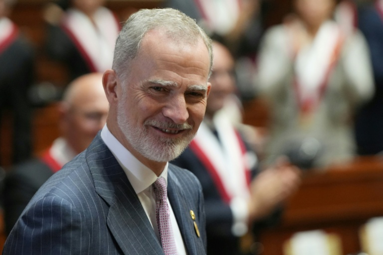Le roi Felipe VI d'Espagne arrive au Congrès à Lima, le 28 juillet 2026 ( POOL / Guadalupe Pardo )