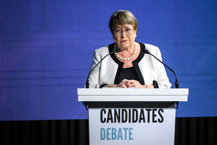 L’ancienne présidente chilienne Michelle Bachelet, à Genève, le 9 juin 2026 ( AFP / Fabrice COFFRINI )
