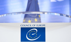 Logo du Conseil de l'Europe, Strasbourg, le 20 avril 2026 ( AFP / Jean-Christophe VERHAEGEN )