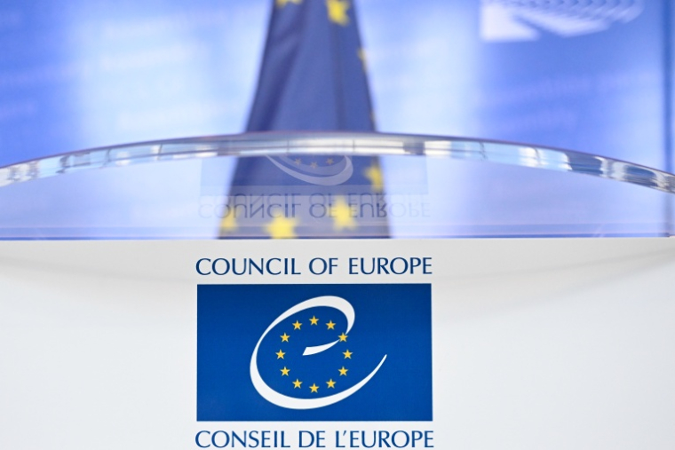 Logo du Conseil de l'Europe, Strasbourg, le 20 avril 2026 ( AFP / Jean-Christophe VERHAEGEN )