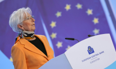 La présidente de la Banque centrale européenne Christine Lagarde, lors d'une conférence de presse, à Francfort, le 6 mars 2025 ( AFP / Daniel ROLAND )