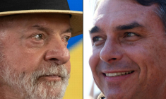 Combinaison d'images réalisée le 29 septembre 2026 du président brésilien Luiz Inacio Lula da Silva, à gauche, le 17 juillet 2026 à Rio de Janeuro, et à droite du candidat à la présidentielle Flavio Bolsonaro, à Esteio, le 2 septembre 2026 ( AFP / Pablo PORCIUNCULA )