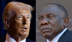 Le président américain Donald Trump, le 6 février 2025 à Washington, et son homologue sud-africain Cyril Ramaphosa, le 15 janvier 2025 à Maputo ( AFP / Ting Shen )
