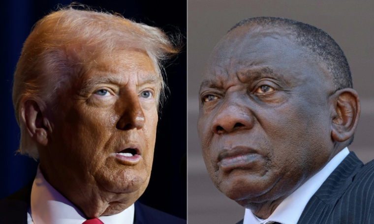 Le président américain Donald Trump, le 6 février 2025 à Washington, et son homologue sud-africain Cyril Ramaphosa, le 15 janvier 2025 à Maputo ( AFP / Ting Shen )