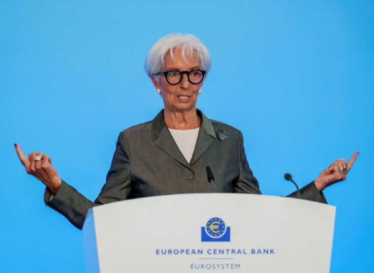 La présidente de la Banque centrale européenne (BCE), lors d'une conférence de presse après une réunion de l'institution, à Francfort le 23 juillet 2026 ( dpa / Andreas Arnold )