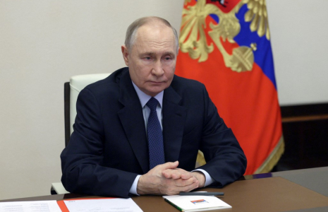 Vladimir Poutine à Novo-Ogaryovo, en Russie, le 31 janvier 2025. ( POOL / GAVRIIL GRIGOROV )