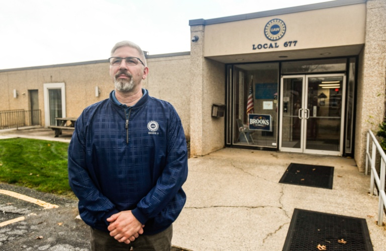 Le syndicaliste Mike Shupp à Allentown, Pennsylvanie, Etats-Unis, le 5 octobre 2026 ( AFP / Matthew Hatcher )