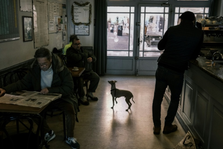 Des clients dans un bar de Gordes, petit village du Vaucluse, le 14 décembre 2023 ( AFP / JEAN-PHILIPPE KSIAZEK )