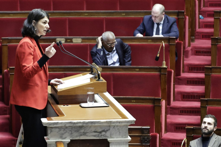 Aurélie Trouvé à l'Assemblée nationale à Paris le 11 février 2026. ( AFP / STEPHANE DE SAKUTIN )