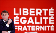 Emmanuel Macron lors d'une conférence de presse au palais de l'Élysée