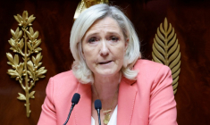 Marine Le Pen à l'Assemblée nationale, le 28 avril 2025  ( AFP / Ludovic MARIN )