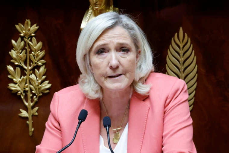 Marine Le Pen à l'Assemblée nationale, le 28 avril 2025 ( AFP / Ludovic MARIN )