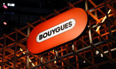 Le logo de Bouygues vu lors de la conférence Viva Technology à Paris