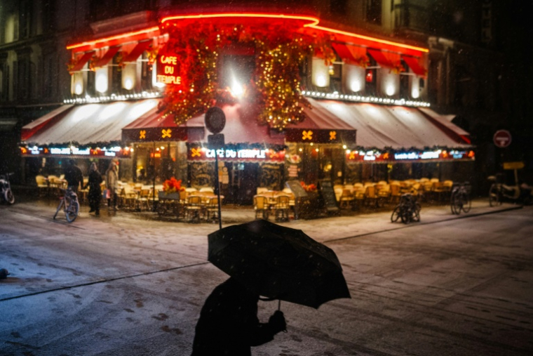 A Paris, lors d'un épisode neigeux, le 23 novembre 2025  ( AFP / Dimitar DILKOFF )