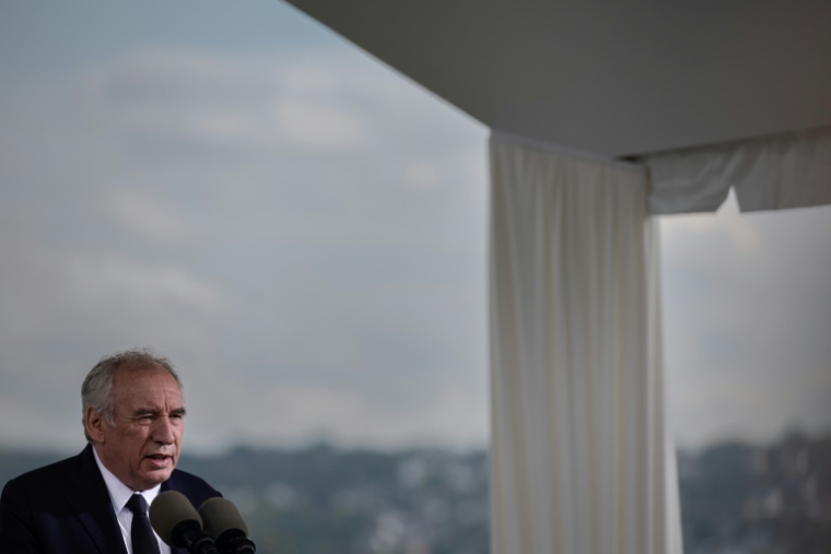 Le Premier ministre français François Bayrou lors des commémorations de la Journée nationale des mémoires de l'esclavage et de ses abolitions, à Brest, le 10 mai 2025 ( AFP / Fred TANNEAU )