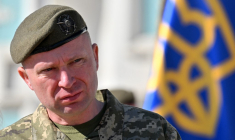 Mykhailo Drapaty, nouveau commandant en chef de l'armée ukrainienne, le 24 août 2026, à Kiev ( AFP / SERGEI SUPINSKY )