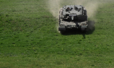 Un char Leopard, fabriqué par Rheinmetall