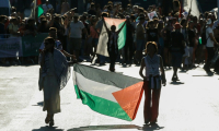 Des manifestants propalestiniens interrompent la Vuelta à Madrid, le 14 septembre 2025 ( AFP / Óscar del Pozo )