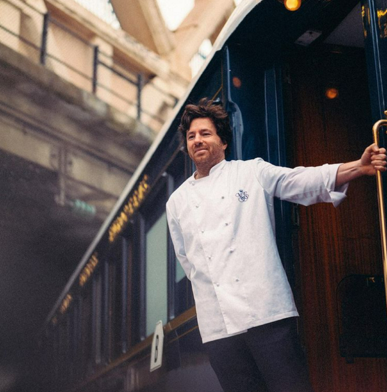 Jean Imbert prend les commandes des cuisines du Venice-Simplon-Orient-Express. crédit photo : Capture d’écran Instagram @jeanimbert