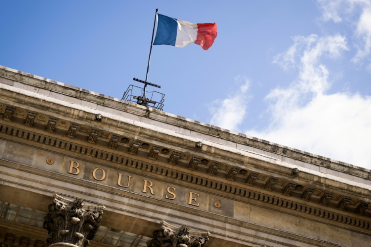 Photographie prise le 21 avril 2024 de l'ancien siège de la Bourse de Paris, le Palais Brongniart, à Paris ( AFP / MIGUEL MEDINA )