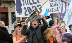 Javier Milei à La Plata, en Argentine, le 12 septembre 2023. ( AG La Plata / MARCOS GOMEZ )