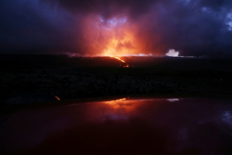 Eruption du Piton de la Fournaise à La Réunion, le 3 juillet 2023 ( AFP / Richard BOUHET )
