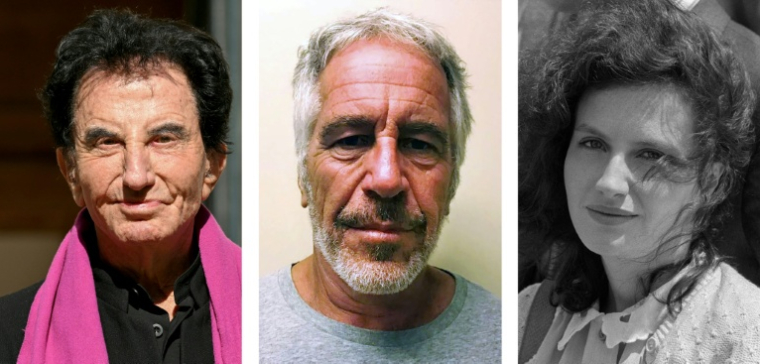 De G à D: Jack Lang  à Paris le 30 septembre 2025, photo non datée de Jeffrey Epstein obtenue à New York le 11 juillet 2019 et Caroline Lang au Festival de Cannes le 16 mai 1983 ( AFP / Bertrand GUAY )