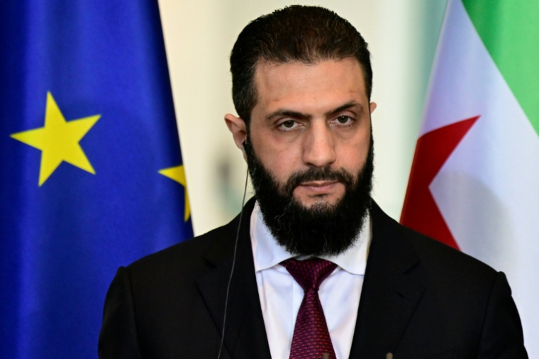 Le président syrien Ahmad al-Chareh à Berlin, le 30 avril 2026  ( AFP / John MACDOUGALL )