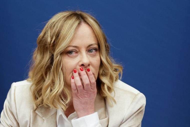 Giorgia Meloni lors d'une conférence de presse