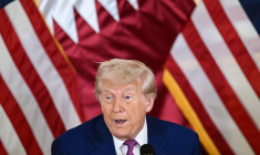 Donald Trump à Doha, au Qatar, le 15 mai 2025. ( AFP / BRENDAN SMIALOWSKI )