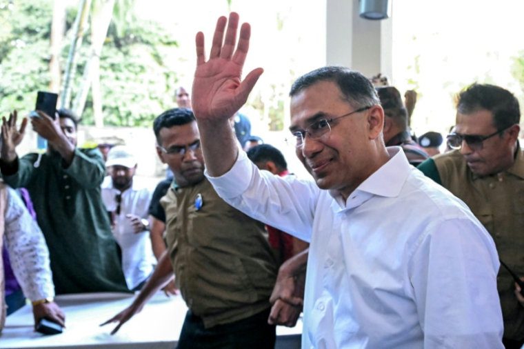 Le chef du Parti nationaliste du Bangladesh (BNP) et prochain Premier ministre, Tarique Rahman, le 14 février 2026 à Dacca ( AFP / MOHD RASFAN )