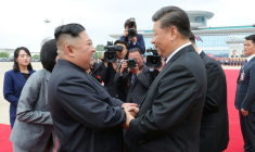 Kim Jong Un et Xi Jinping à Pyongyang, le 21 juin 2019 ( KCNA VIA KNS / STR )