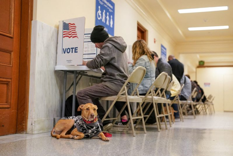 Centre de vote de l'hôtel de ville de San Francisco lors de l'élection primaire du Super Tuesday à San Francisco