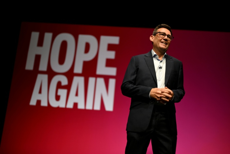 Le Premier ministre britannique Andy Burnham, lors de son discours au troisième jour du congrès annuel du parti travailliste à Liverpool, en Angleterre, le 29 septembre 2026 ( AFP / Oli SCARFF )