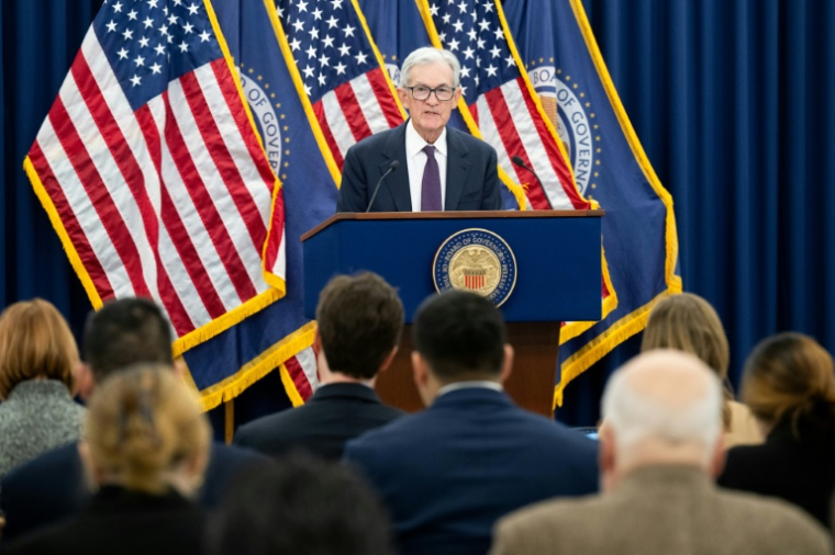 Le président de la Fed, Jerome Powell, lors d'une conférence de presse à Washington, le 28 janvier 2026 ( AFP / SAUL LOEB )