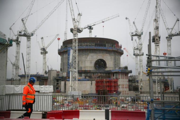 L'un des deux réacteurs en construction à Hinkley Point C dans le sud-ouest de l'Angleterre, le 27 avril 2023 ( AFP / Daniel LEAL )