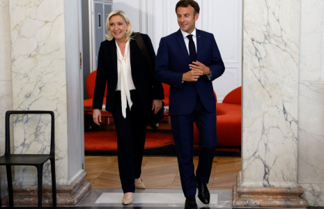 Marine Le Pen et Emmanuel Macron à Paris, le 21 juin 2022. ( POOL / LUDOVIC MARIN )