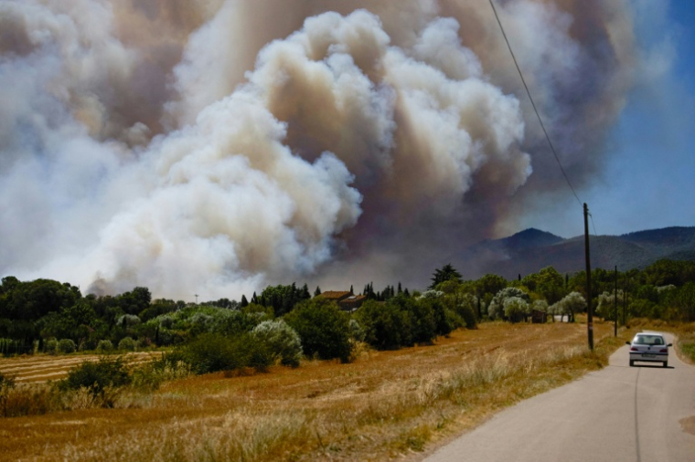 Vue de l'incendie qui fait rage près de la Costa Brava, à La Bisbal d'Empordà, en Espagne, le 3 juillet 2026 ( AFP / STRINGER )