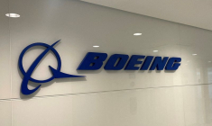 Le logo Boeing au centre de technologie et d'ingénierie de la société à Sao Jose dos Campos
