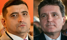 Montage photo de George Simion et Nicusor Dan, candidats à la présidentielle roumaine ( AFP / Daniel MIHAILESCU )