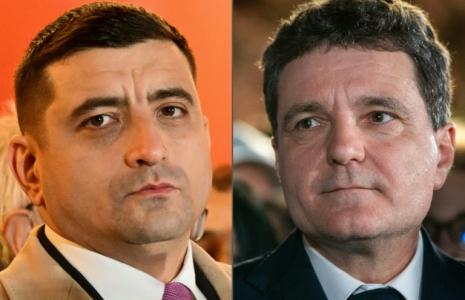 Montage photo du candidat d'extrême droite George Simion et du maire centriste de Bucarest Nicusor Dan, candidats à la présidentielle roumaine ( AFP / Daniel MIHAILESCU )